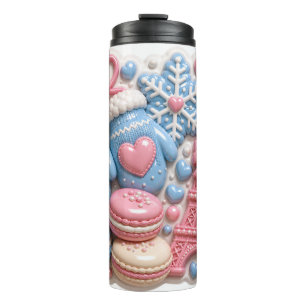 Garrafa Térmica Macarons Inchados Torre Eiffel França Inverno 3D