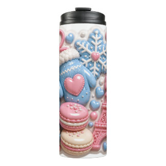 Garrafa Térmica Macarons Inchados Torre Eiffel França Inverno 3D
