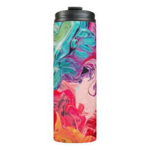 Garrafa Térmica macro feche a tinta de óleo de cor diferente. cor