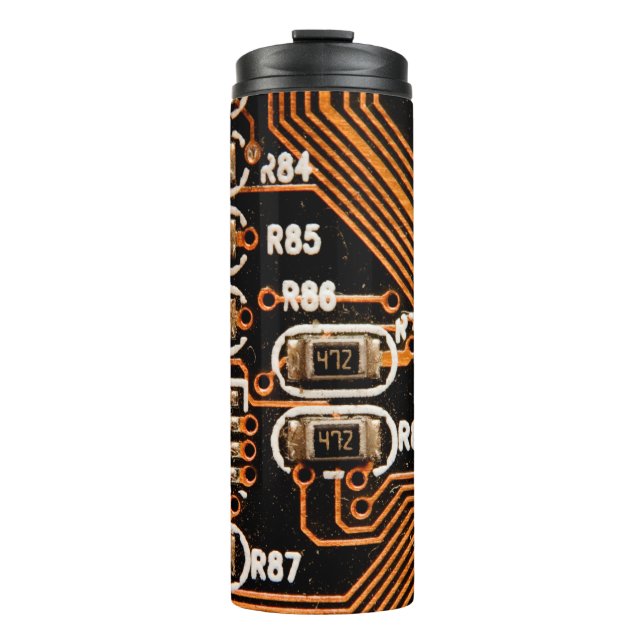 Garrafa Térmica macro tomada de circuito,cabos,capacitores,placa, (Frente)