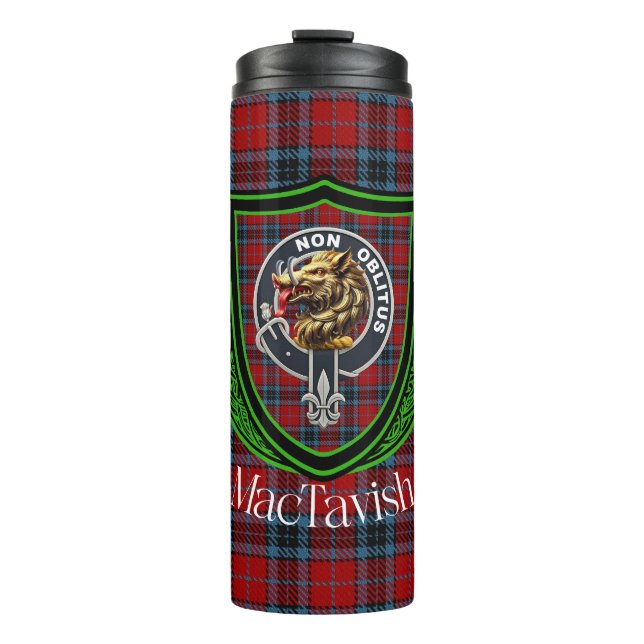 Garrafa Térmica MacTavish Scottish Clan Tartan & Crest (Frente)
