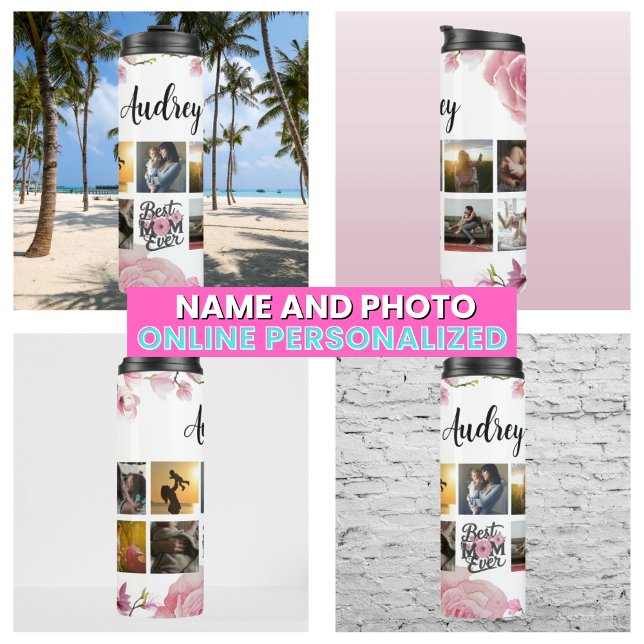 Garrafa Térmica Madre Fotografia Collage Keepsaem Melhor Mãe Escri (Mother Photo Collage Keepsake Best Mom Ever Script Thermal Tumbler
)