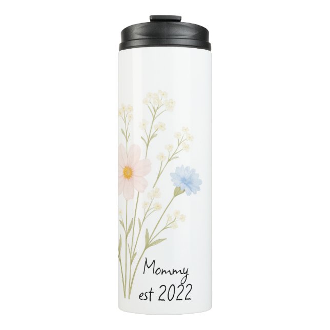 Garrafa Térmica Mãe Personalizada Est. Tumbler térmico com flores (Frente)