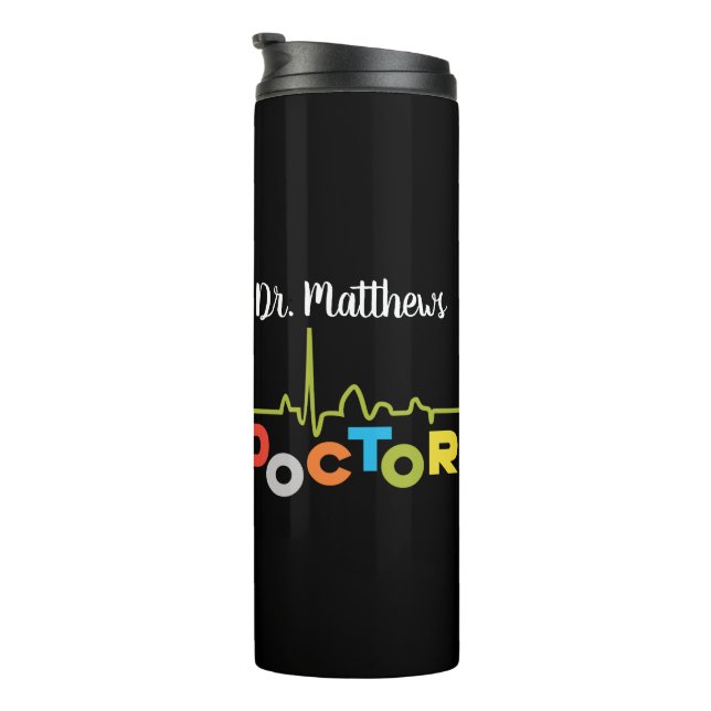 Garrafa Térmica Magnífico Doutor Colorida Letters em Preto (Rotação à direita)