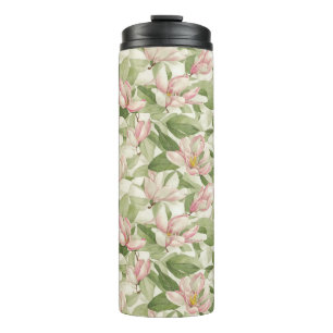 Garrafa Térmica Magnolias Brancas e Rosa Vintage