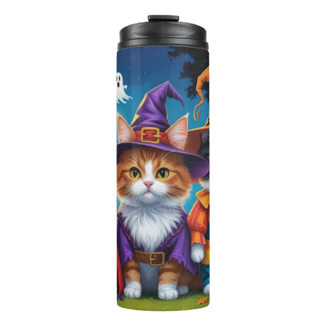 Garrafa Térmica Maine Coon Cats Pumpkin Halloween Engraçado (Frente)