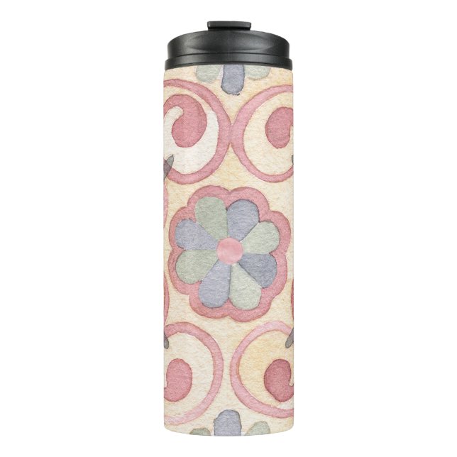 Garrafa Térmica Maiolica Amarela Italiana Espanhola Rosa (Frente)