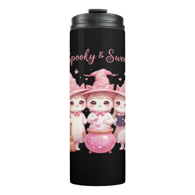 Garrafa Térmica Maldita e doce bruxa bruxa-coroa, camisa-T sobredi (Frente)