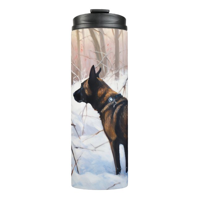 Garrafa Térmica Malinois Belga Deixe Nevar Natal (Frente)