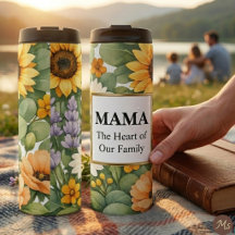 MAMA Girassol Lavanda Moldura Dourada Caneca de Vi