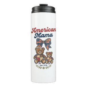 Garrafa Térmica Mamãe Americana Urso Patriótico Remendo Vetorial D