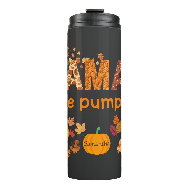 Garrafa Térmica Mamãe personalizada, "Pumpkins Fall" Mãe (Frente)
