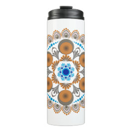 Garrafa Térmica Mandala de Ouro e Ponto Azul Mandela