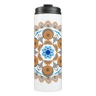Garrafa Térmica Mandala de Ouro e Ponto Azul Mandela