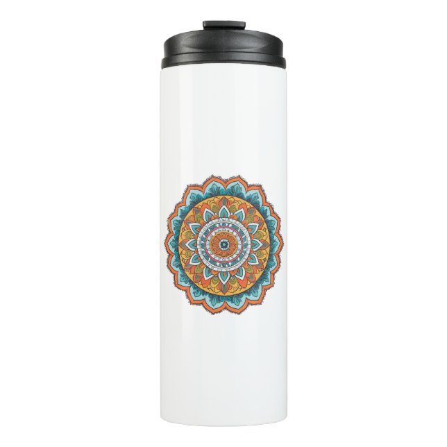 Garrafa Térmica mandala de várias cores (Frente)