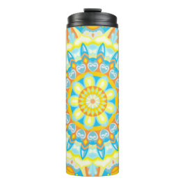 Garrafa Térmica Mandala de Verão Viagem Amarelo Laranja Boho