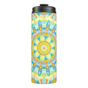 Garrafa Térmica Mandala de Verão Viagem Amarelo Laranja Boho
