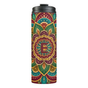 Garrafa Térmica Mandalá Espiritual Boho Hippie Colorido
