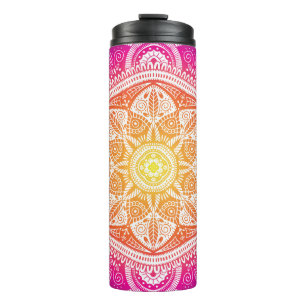 Garrafa Térmica Mandala floral fundamental: vindima colorida.