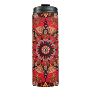 Garrafa Térmica Mandala luxuosa, perfeita, floral estrelado.