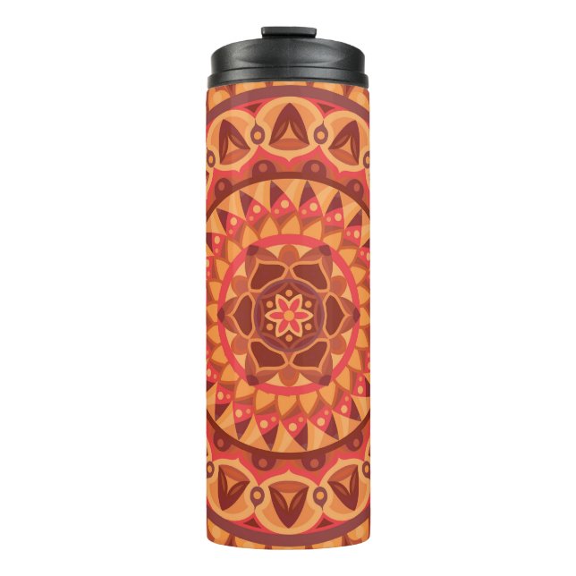 Garrafa Térmica Mandala Marrom Terroso Boho Viajante Geométrico Ne (Frente)