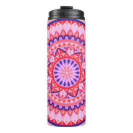 Garrafa Térmica Mandala Rosa Padrão Geométrico Vibrante Boho Viage