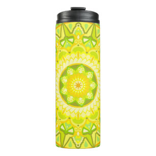 Garrafa Térmica Mandalala de Primavera Viagem Verde Amarelo Floral