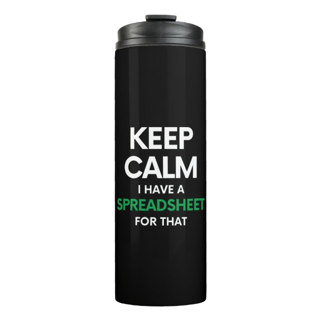 Garrafa Térmica Mantenha a calma Tenho uma folha de cálculo para i (Frente)