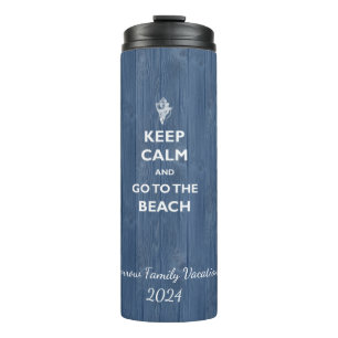 Garrafa Térmica Mantenha Calm Beach Shell Blue Wood Name Thermumbl
