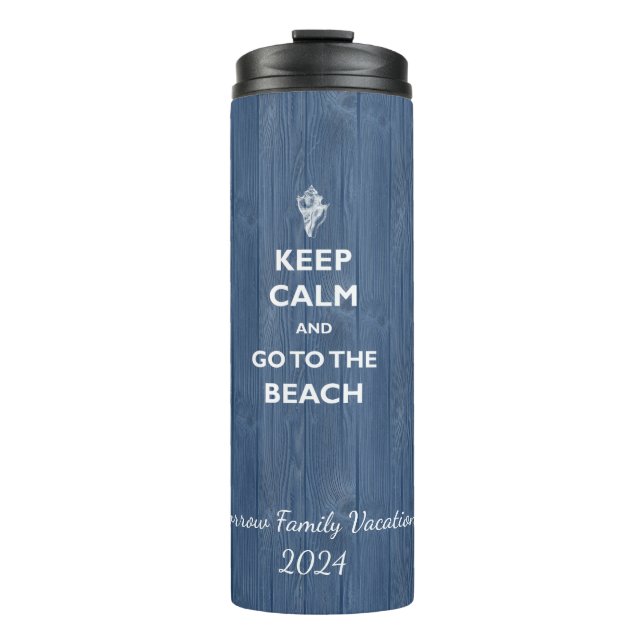 Garrafa Térmica Mantenha Calm Beach Shell Blue Wood Name Thermumbl (Frente)