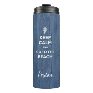 Garrafa Térmica Mantenha Calm Beach Shell Blue Wood Name Thermumbl