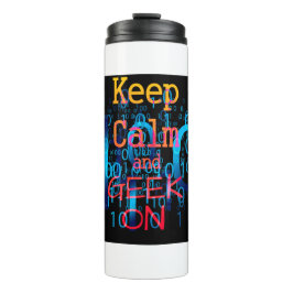 Garrafa Térmica Manter Calmo e Geek no Código Binário