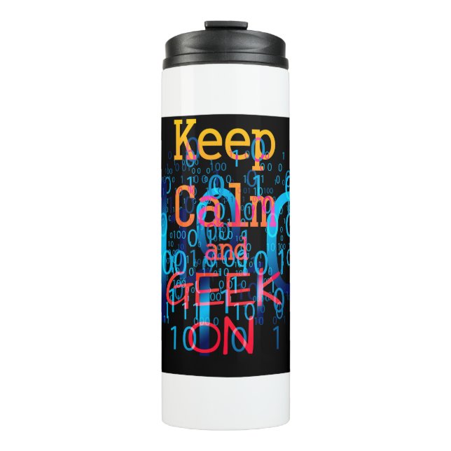 Garrafa Térmica Manter Calmo e Geek no Código Binário (Frente)