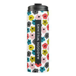 Garrafa Térmica Manuscrito: Flores Térmicas de Monograma