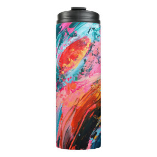 Garrafa Térmica Mão cor-de-rosa brilhante pintada abstrato de fund