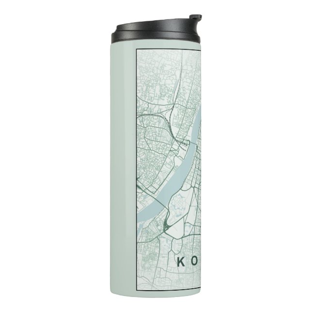 Garrafa Térmica Mapa da Cidade de Kolkata na Índia Design Minimali (Giro à esquerda)