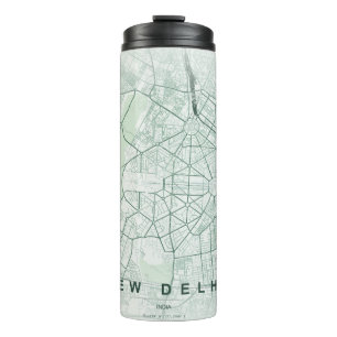 Garrafa Térmica Mapa da Cidade de Nova Deli na Índia em Design Min