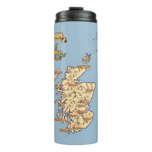 Garrafa Térmica Mapa de viagem ilustrado da Escócia
