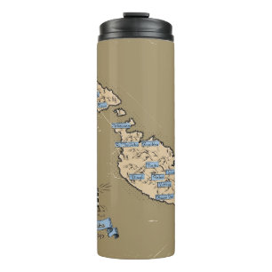 Garrafa Térmica Mapa de viagem ilustrado Malta