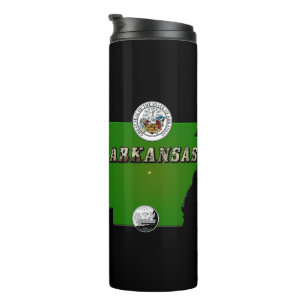 Garrafa Térmica Mapa do Arkansas, Selo e Quarto de Estado