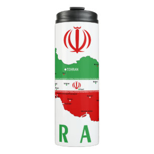 Garrafa Térmica Mapa do Irã com Bandeira e Emblema
