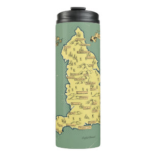 Garrafa Térmica Mapa ilustrado de Viagem da Inglaterra