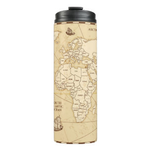 Garrafa Térmica Mapa mundial antigo com fronteiras de países