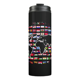 Garrafa Térmica Mapa Mundial de Viagens Mapa Mundial Bandeiras Int