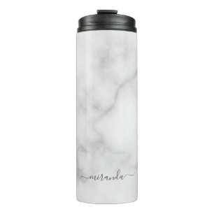 Garrafa Térmica Marble Branco de Nome Personalizado de Script Mode