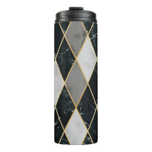 Garrafa Térmica Marble Geométrico: Linhas Douradas, Luxo