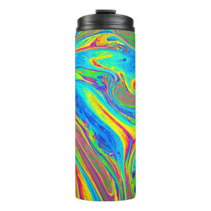 Garrafa Térmica Marble Rainbow Swirls Brilhante e Bonito