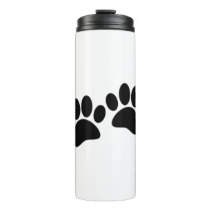 Garrafa Térmica Marcas de Pata de Cachorro Preto de Desenho Animad