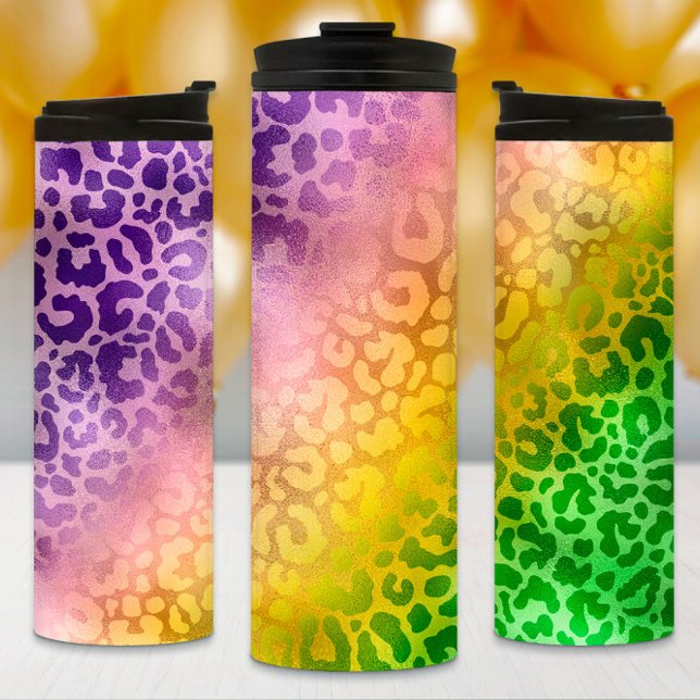 Garrafa Térmica Mardi Gras Tumbler, Tigre Verde Amarelo Roxo (Criador carregado)