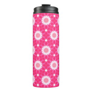 Garrafa Térmica Margarida branca e estrelas sobre um padrão de fun